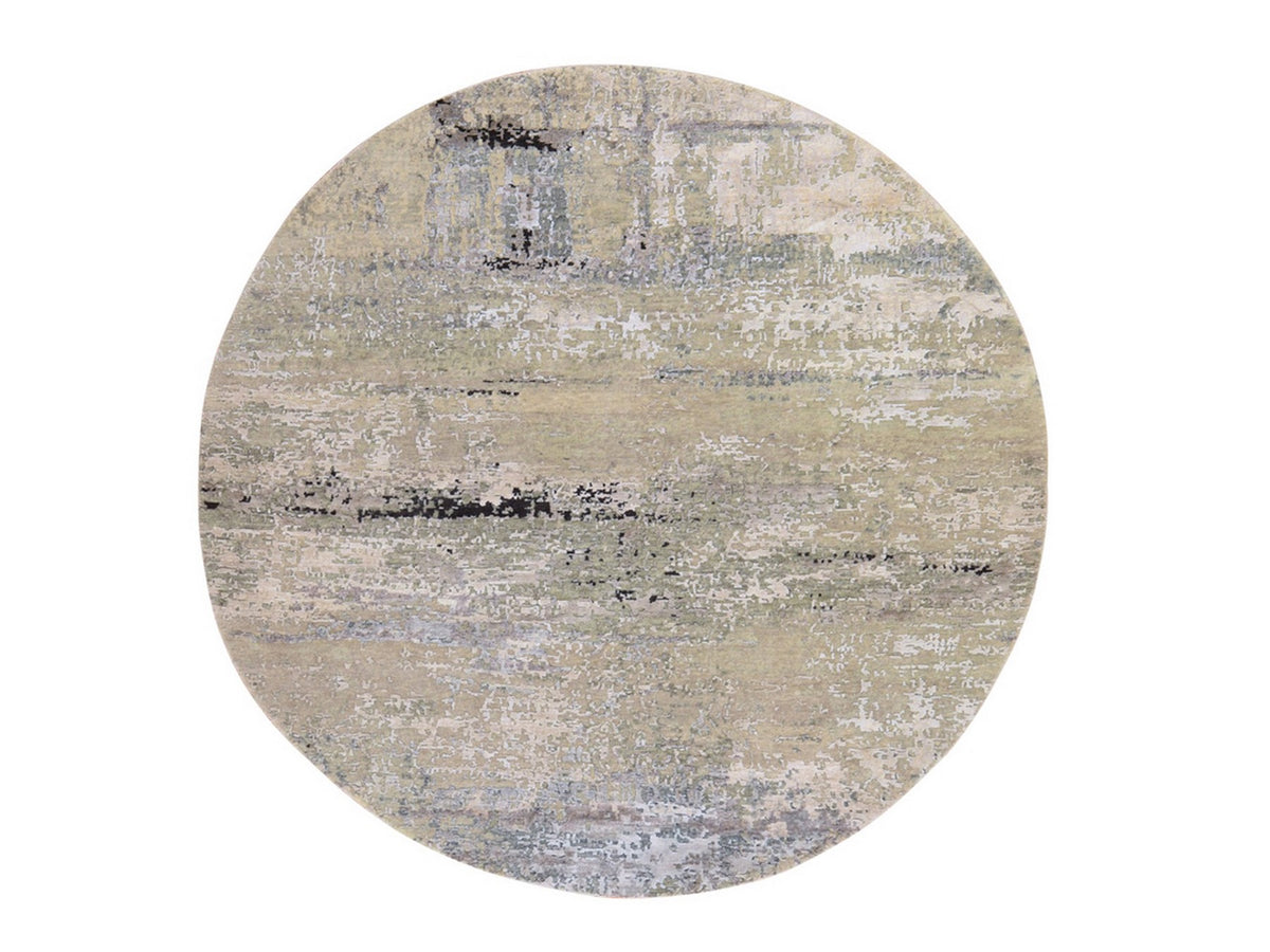 Modern / Contemporary hand-knotted wool/silk rug in Beige, 7' x 7', SKU O078863