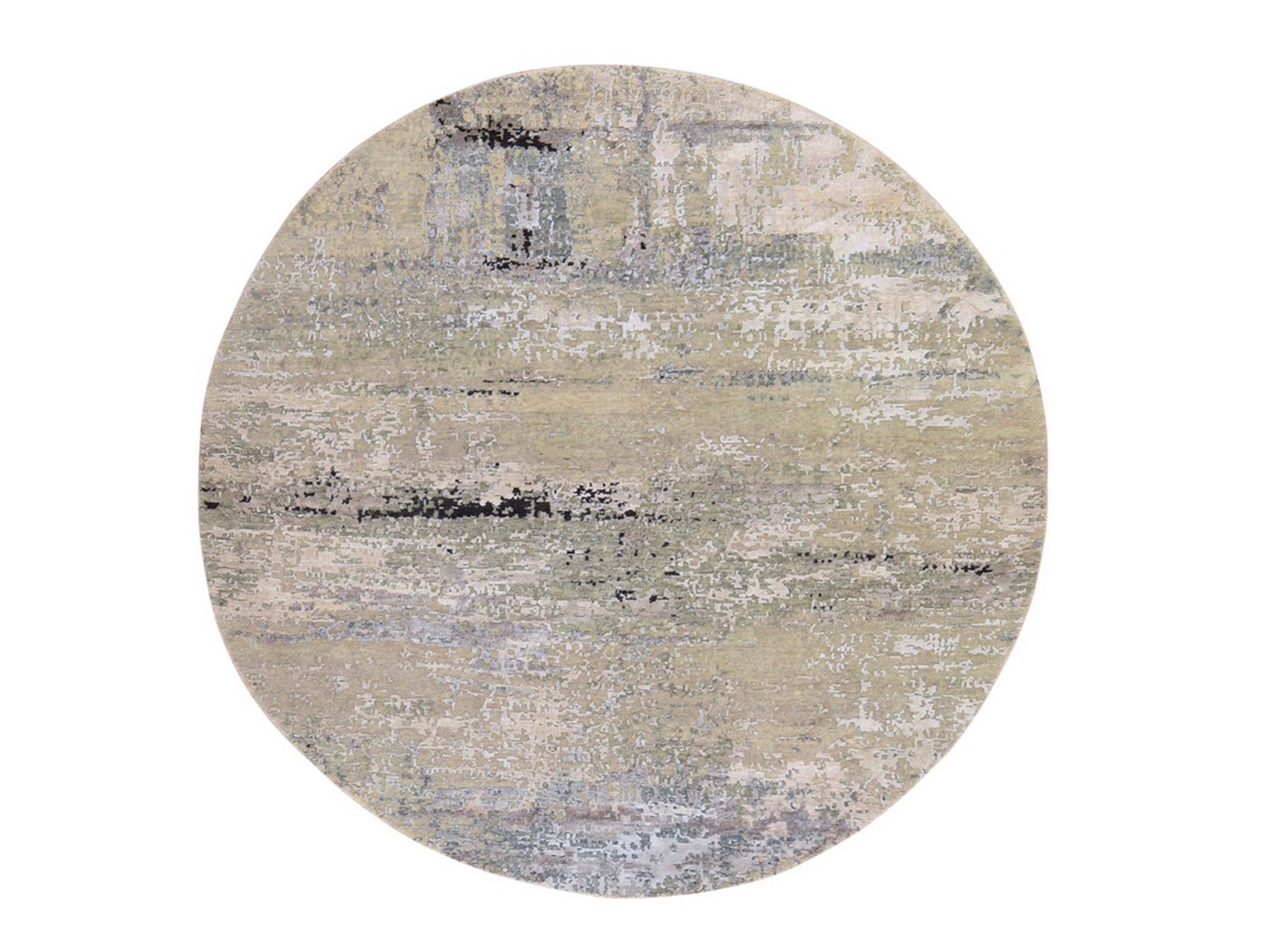 Modern / Contemporary hand-knotted wool/silk rug in Beige, 7' x 7', SKU O078863