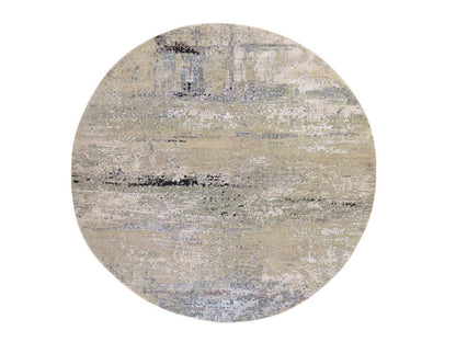Modern / Contemporary hand-knotted wool/silk rug in Beige, 7' x 7', SKU O078863