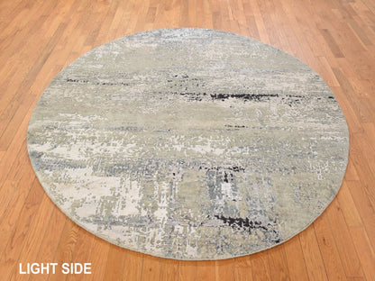 Modern / Contemporary hand-knotted wool/silk rug in Beige, 7' x 7', SKU O078863 (view 3)