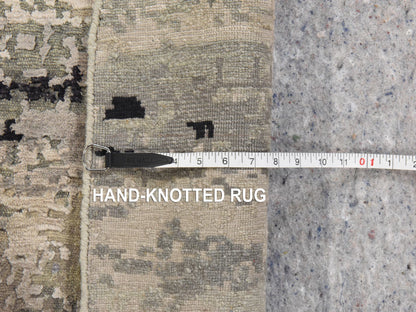 Modern / Contemporary hand-knotted wool/silk rug in Beige, 7' x 7', SKU O078863 (view 6)