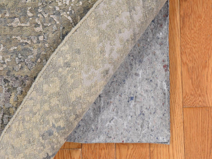 Modern / Contemporary hand-knotted wool/silk rug in Beige, 7' x 7', SKU O078863 (view 7)