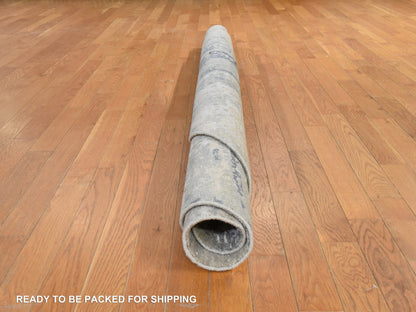 Modern / Contemporary hand-knotted wool/silk rug in Beige, 7' x 7', SKU O078863 (view 9)