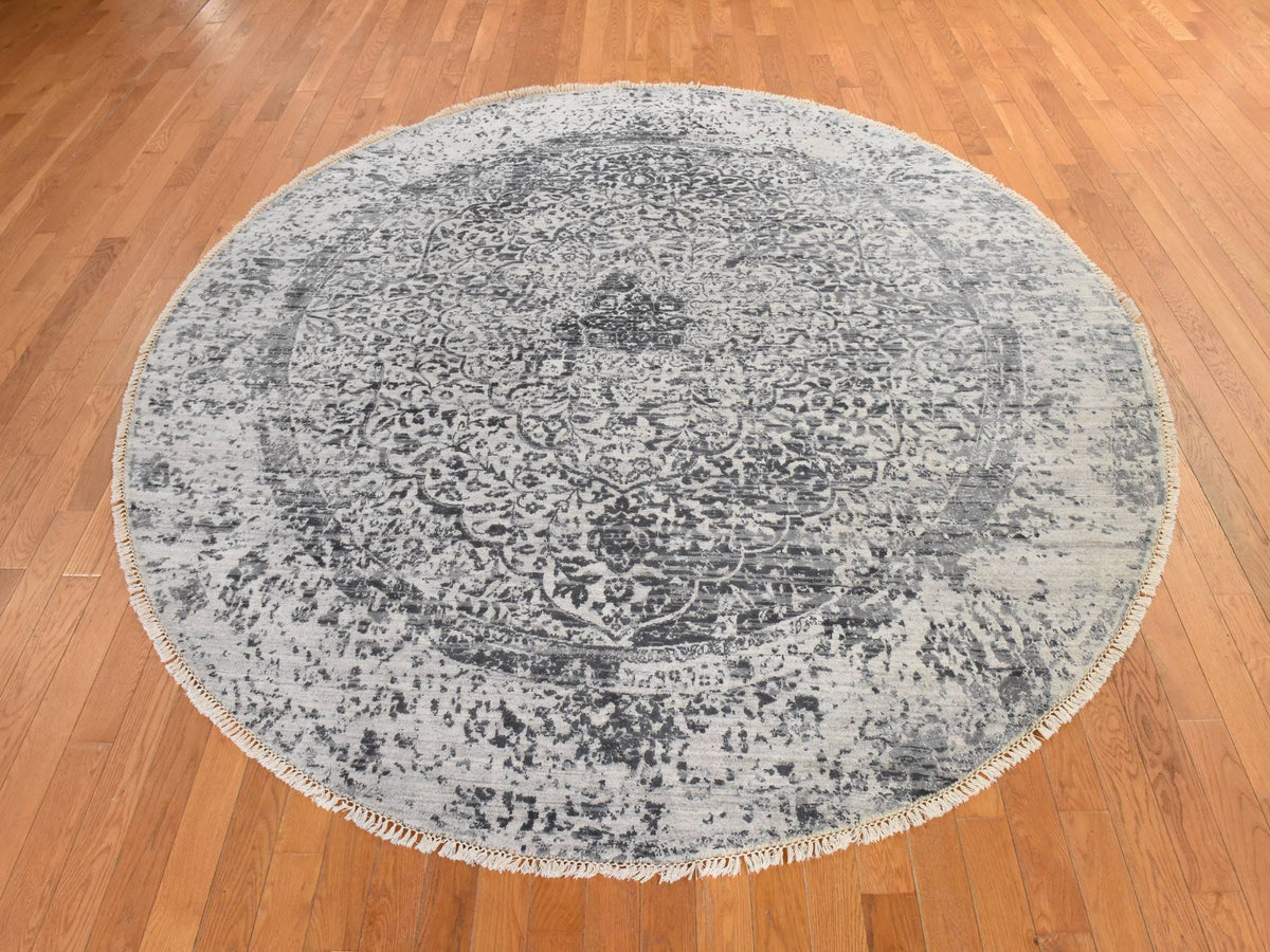 Persian Modern / Contemporary hand-knotted wool/silk rug in Gray, 8' x 8', SKU O078864 (view 2)