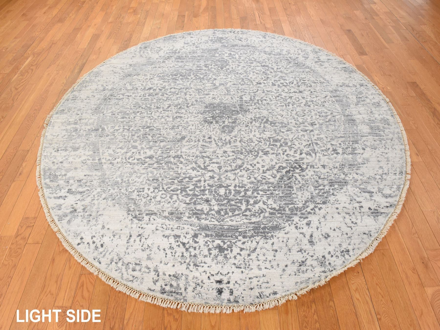 Persian Modern / Contemporary hand-knotted wool/silk rug in Gray, 8' x 8', SKU O078864 (view 3)