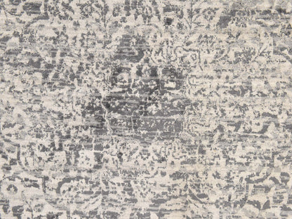 Persian Modern / Contemporary hand-knotted wool/silk rug in Gray, 8' x 8', SKU O078864 (view 4)
