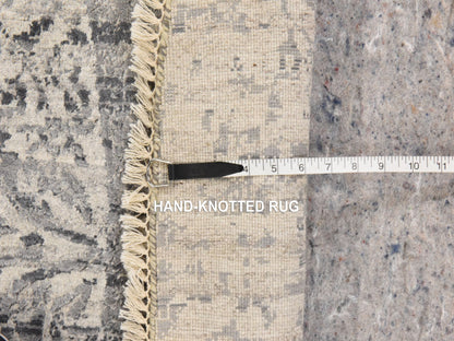 Persian Modern / Contemporary hand-knotted wool/silk rug in Gray, 8' x 8', SKU O078864 (view 6)