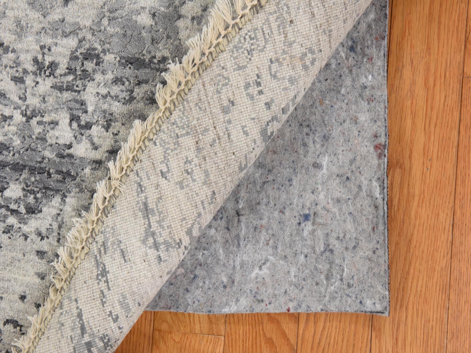 Persian Modern / Contemporary hand-knotted wool/silk rug in Gray, 8' x 8', SKU O078864 (view 7)