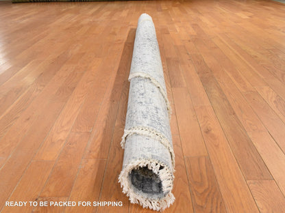 Persian Modern / Contemporary hand-knotted wool/silk rug in Gray, 8' x 8', SKU O078864 (view 9)