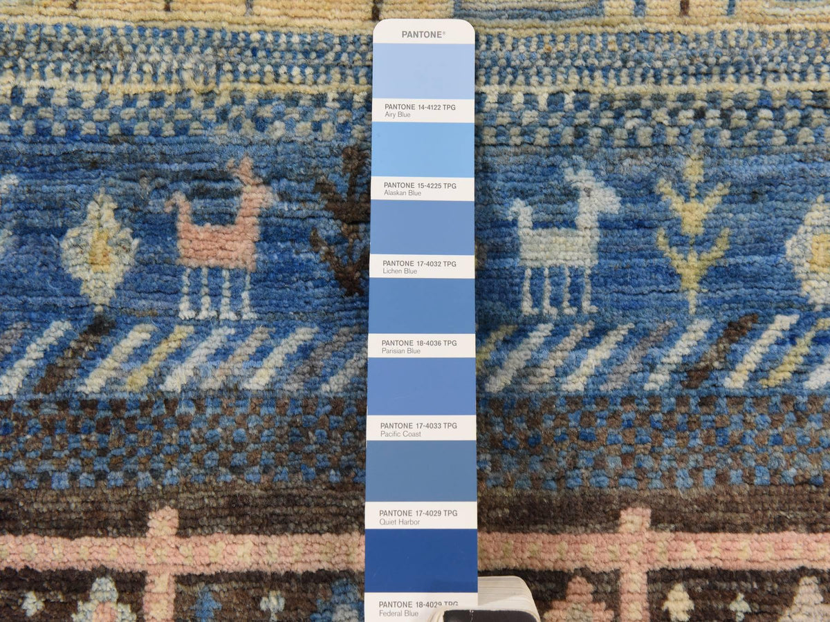 Gabbeh Tribal hand-knotted wool rug in Blue, 2'10" x 4'10", SKU O078865 (view 4)