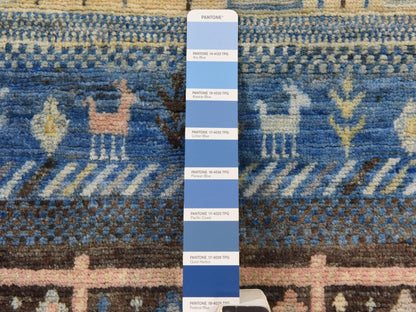 Gabbeh Tribal hand-knotted wool rug in Blue, 2'10" x 4'10", SKU O078865 (view 4)