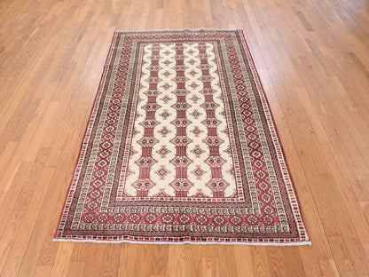 Tribal hand-knotted wool rug in Ivory, 4'6" x 7', SKU O078866 (view 2)