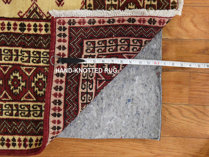 Tribal hand-knotted wool rug in Ivory, 4'6" x 7', SKU O078866 (view 5)