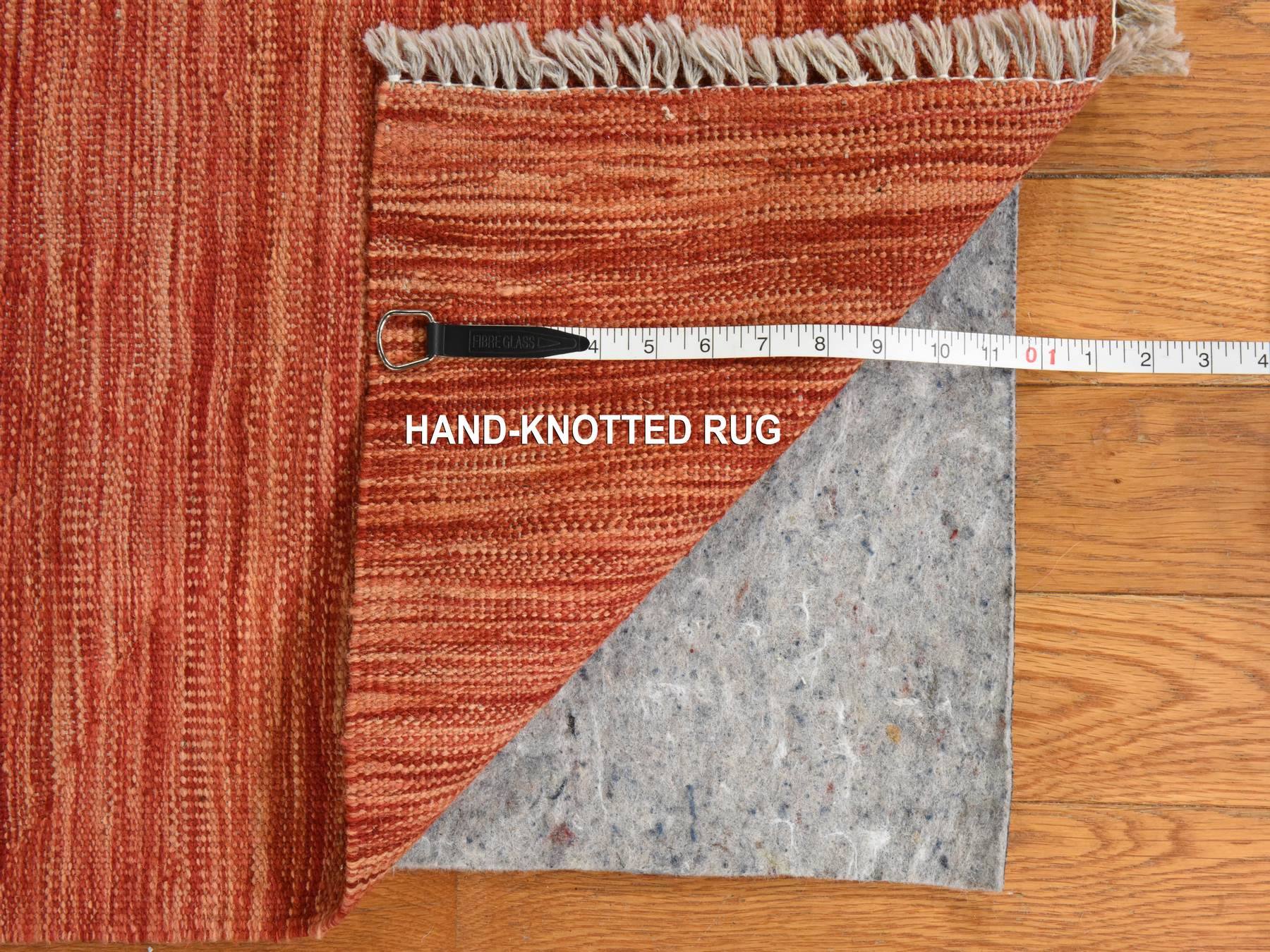 Kilim Flatweave hand-knotted wool rug in Orange, 5'1" x 6'7", SKU O078868 (view 5)