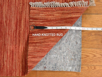 Kilim Flatweave hand-knotted wool rug in Orange, 5'1" x 6'7", SKU O078868 (view 5)