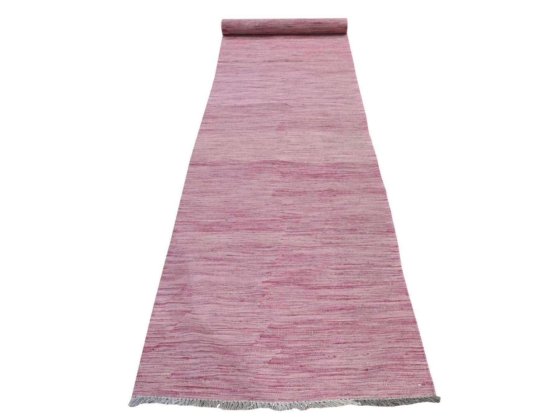 Kilim Flatweave hand-knotted wool runner in Pink, 2'8" x 16', SKU O078869
