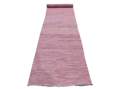 Kilim Flatweave hand-knotted wool runner in Pink, 2'8" x 16', SKU O078869