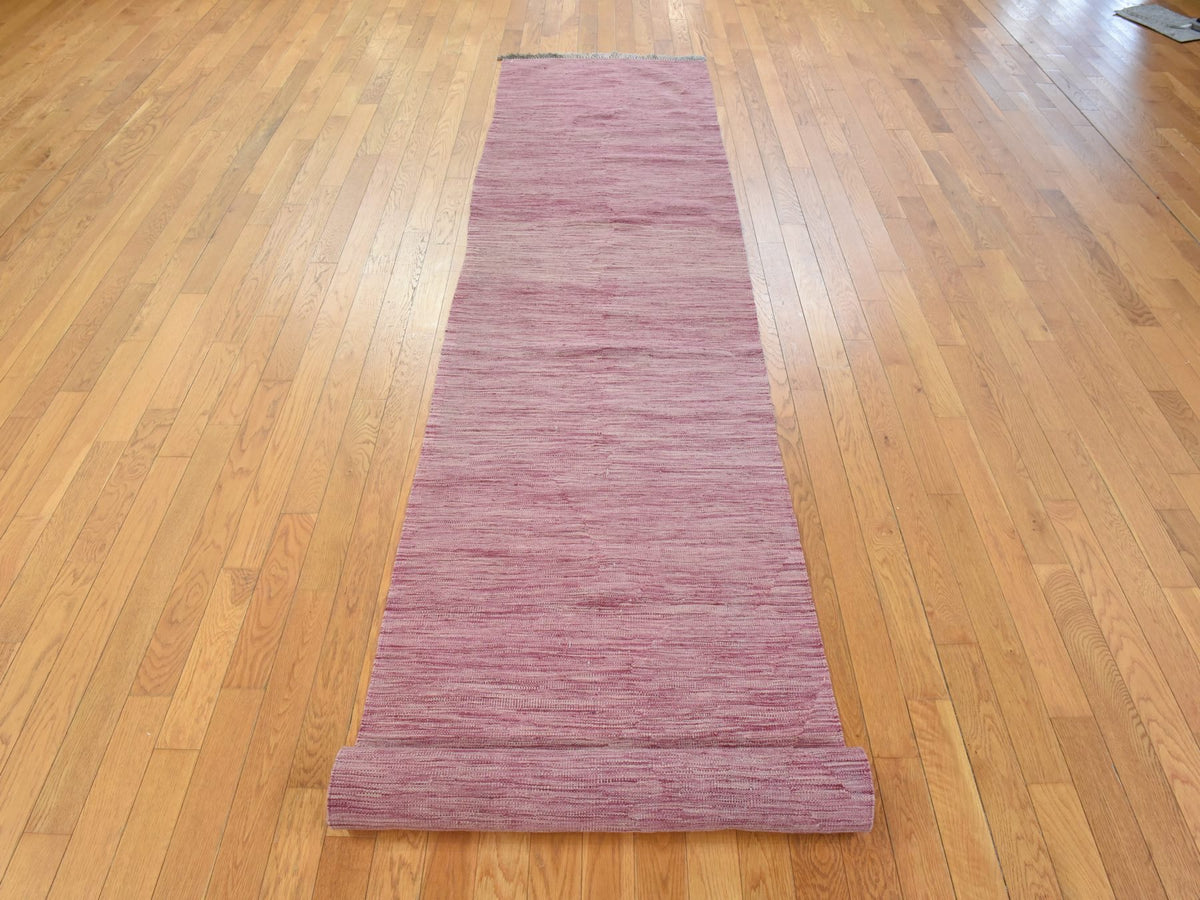 Kilim Flatweave hand-knotted wool runner in Pink, 2'8" x 16', SKU O078869 (view 2)