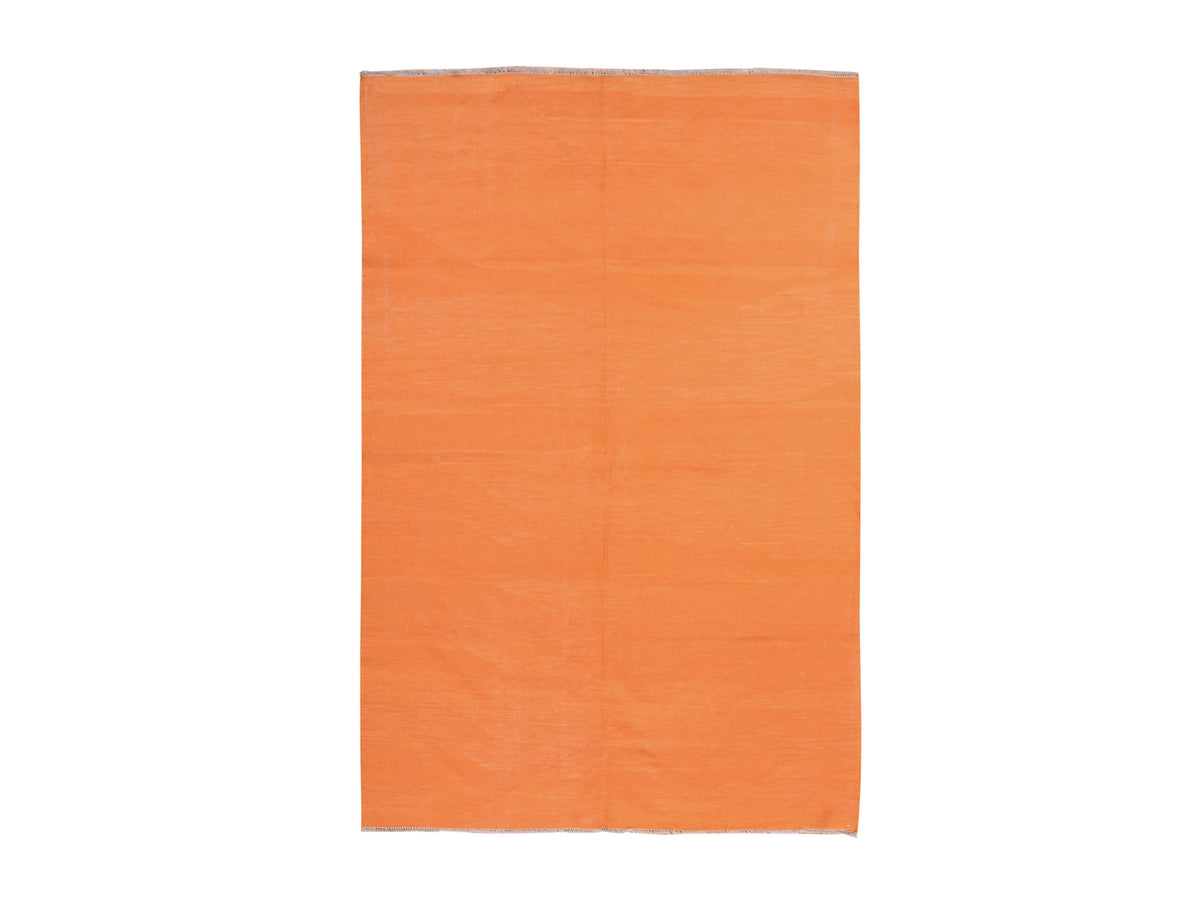 Kilim Flatweave hand-knotted wool rug in Orange, 6'4" x 9'9", SKU O078870