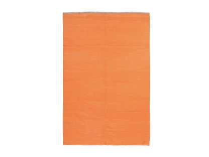 Kilim Flatweave hand-knotted wool rug in Orange, 6'4" x 9'9", SKU O078870