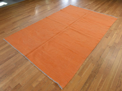 Kilim Flatweave hand-knotted wool rug in Orange, 6'4" x 9'9", SKU O078870 (view 4)