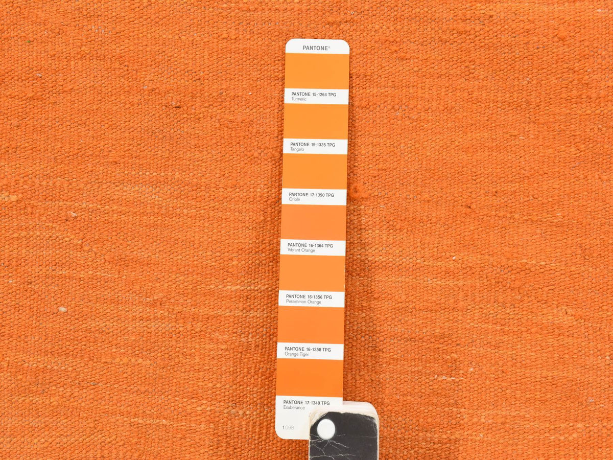 Kilim Flatweave hand-knotted wool rug in Orange, 6'4" x 9'9", SKU O078870 (view 6)