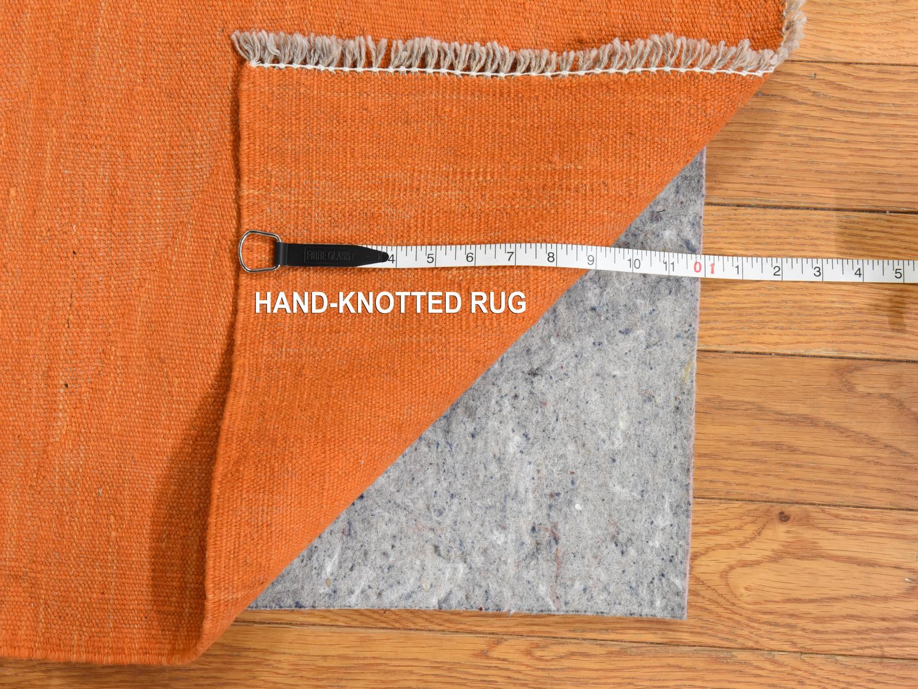 Kilim Flatweave hand-knotted wool rug in Orange, 6'4" x 9'9", SKU O078870 (view 7)