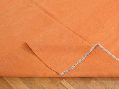 Kilim Flatweave hand-knotted wool rug in Orange, 6'4" x 9'9", SKU O078870 (view 8)
