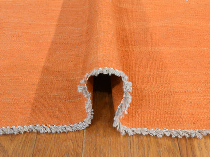 Kilim Flatweave hand-knotted wool rug in Orange, 6'4" x 9'9", SKU O078870 (view 9)