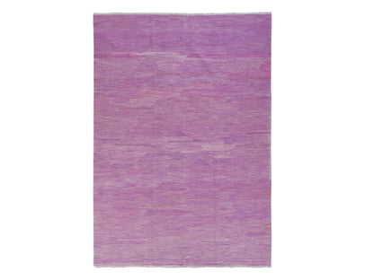 Kilim Flatweave hand-knotted wool rug in Purple, 6'8" x 9'8", SKU O078872