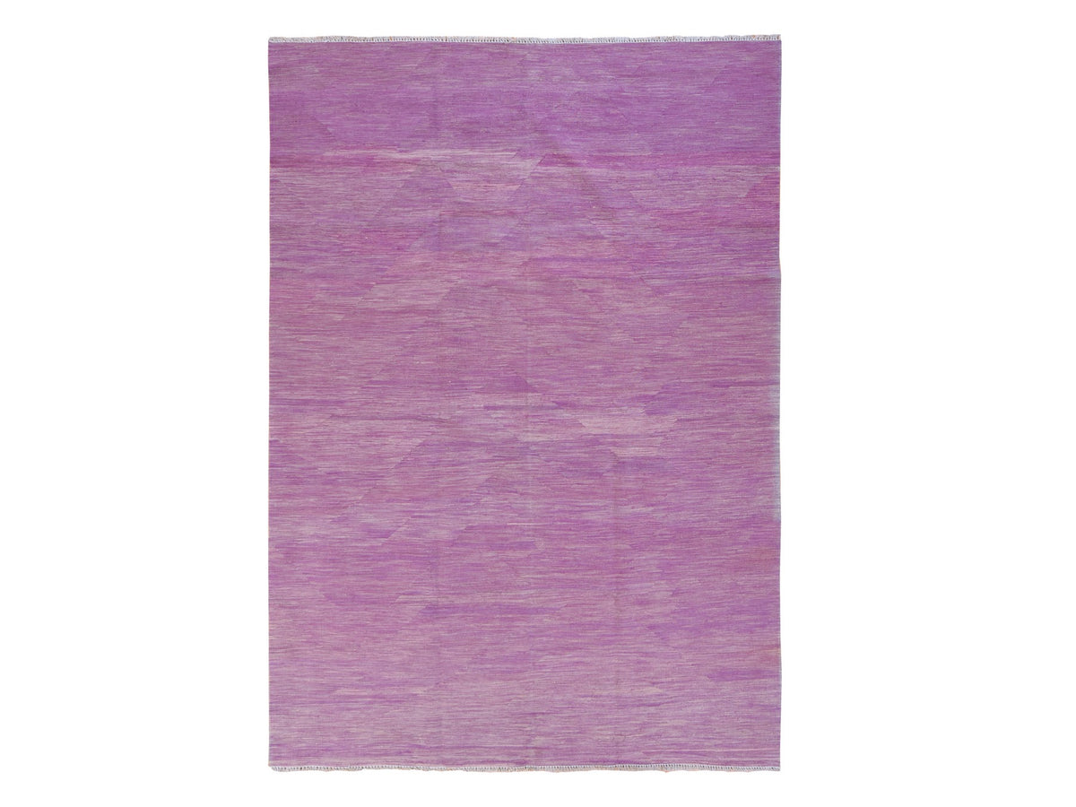 Kilim Flatweave hand-knotted wool rug in Purple, 6'8" x 9'8", SKU O078872