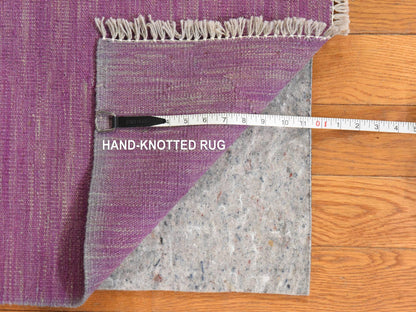 Kilim Flatweave hand-knotted wool rug in Purple, 6'8" x 9'8", SKU O078872 (view 7)