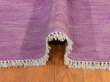 Kilim Flatweave hand-knotted wool rug in Purple, 6'8" x 9'8", SKU O078872 (view 9)