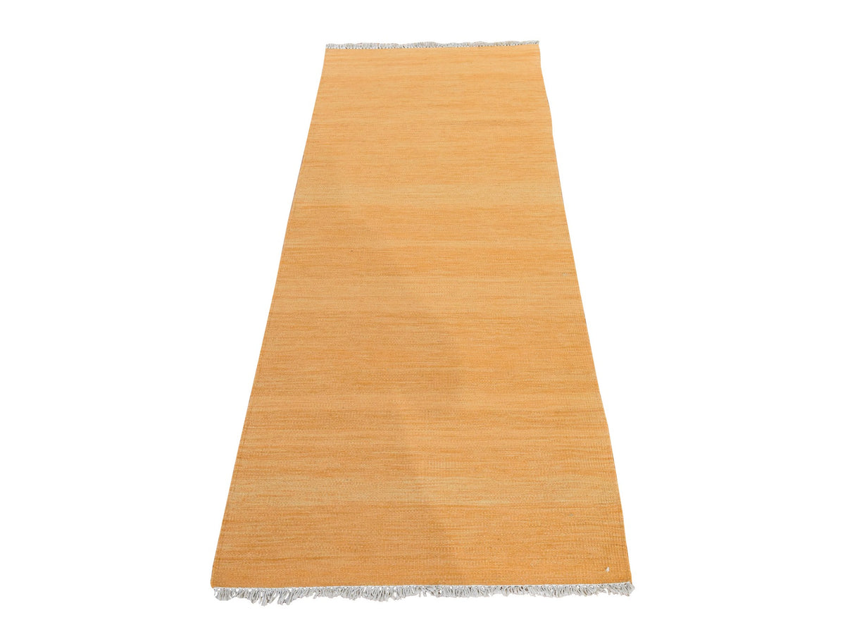 Kilim Flatweave hand-knotted wool runner in Yellow, 2'4" x 6'4", SKU O078873