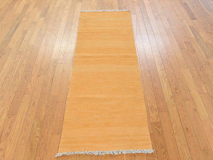Kilim Flatweave hand-knotted wool runner in Yellow, 2'4" x 6'4", SKU O078873 (view 2)
