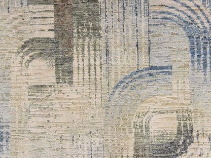Modern / Contemporary hand-knotted wool/silk rug in Ivory, 3'1" x 5', SKU O078874 (view 3)