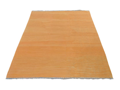 Kilim Flatweave hand-knotted wool rug in Yellow, 5' x 6'6", SKU O078875