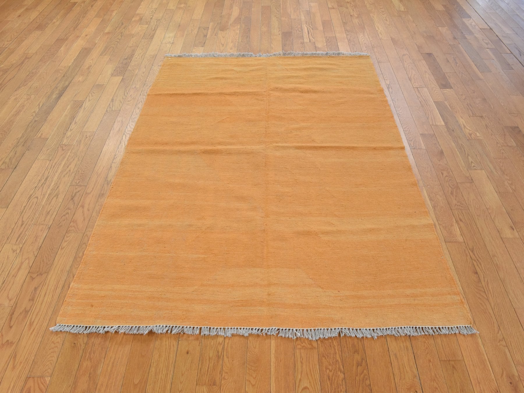 Kilim Flatweave hand-knotted wool rug in Yellow, 5' x 6'6", SKU O078875 (view 2)