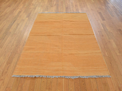 Kilim Flatweave hand-knotted wool rug in Yellow, 5' x 6'6", SKU O078875 (view 2)