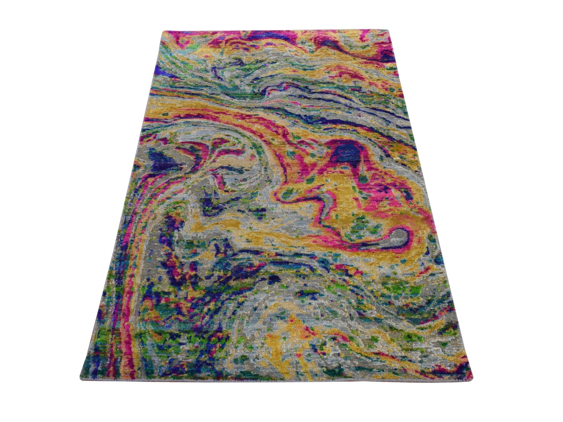 Transitional hand-knotted wool/silk rug in Multicolored, 3' x 5', SKU O078876