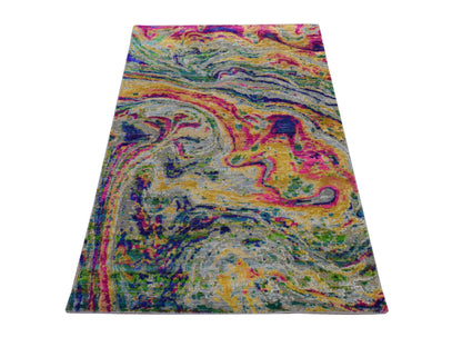 Transitional hand-knotted wool/silk rug in Multicolored, 3' x 5', SKU O078876