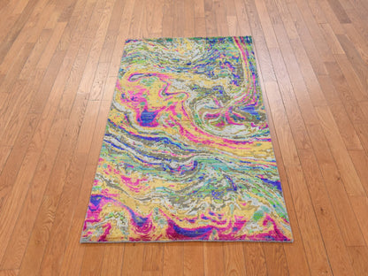 Transitional hand-knotted wool/silk rug in Multicolored, 3' x 5', SKU O078876 (view 2)