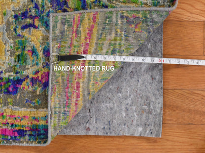 Transitional hand-knotted wool/silk rug in Multicolored, 3' x 5', SKU O078876 (view 5)