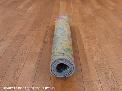 Transitional hand-knotted wool/silk rug in Multicolored, 3' x 5', SKU O078876 (view 7)
