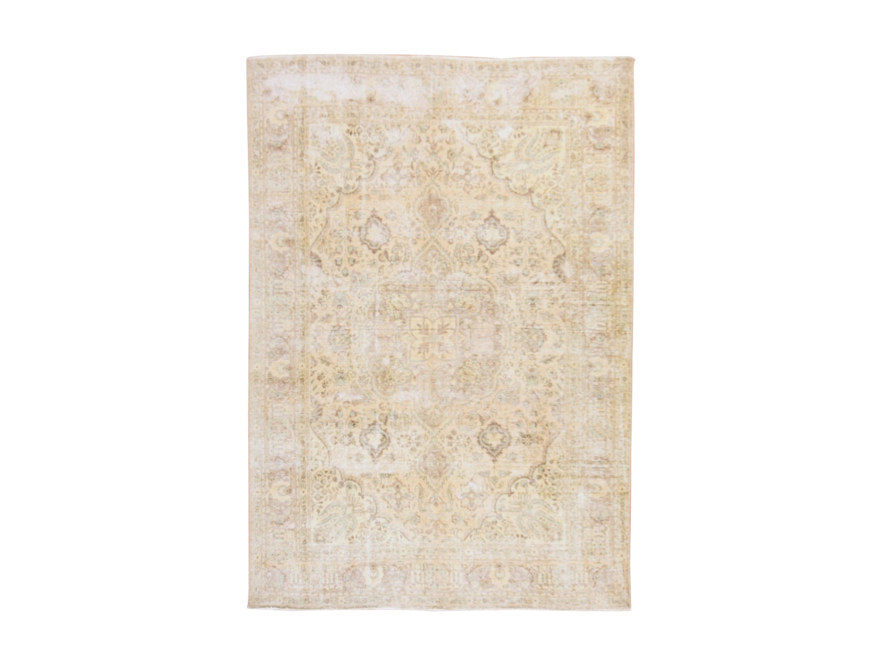 Persian Vintage hand-knotted wool rug in Beige, 6'8" x 9'8", SKU O078878