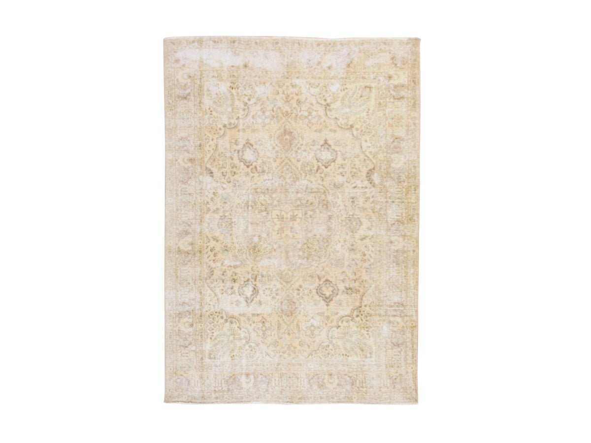 Persian Vintage hand-knotted wool rug in Beige, 6'8" x 9'8", SKU O078878