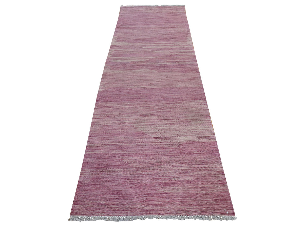 Kilim Flatweave hand-knotted wool runner in Pink, 2'8" x 10', SKU O078882