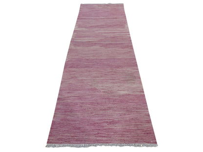 Kilim Flatweave hand-knotted wool runner in Pink, 2'8" x 10', SKU O078882