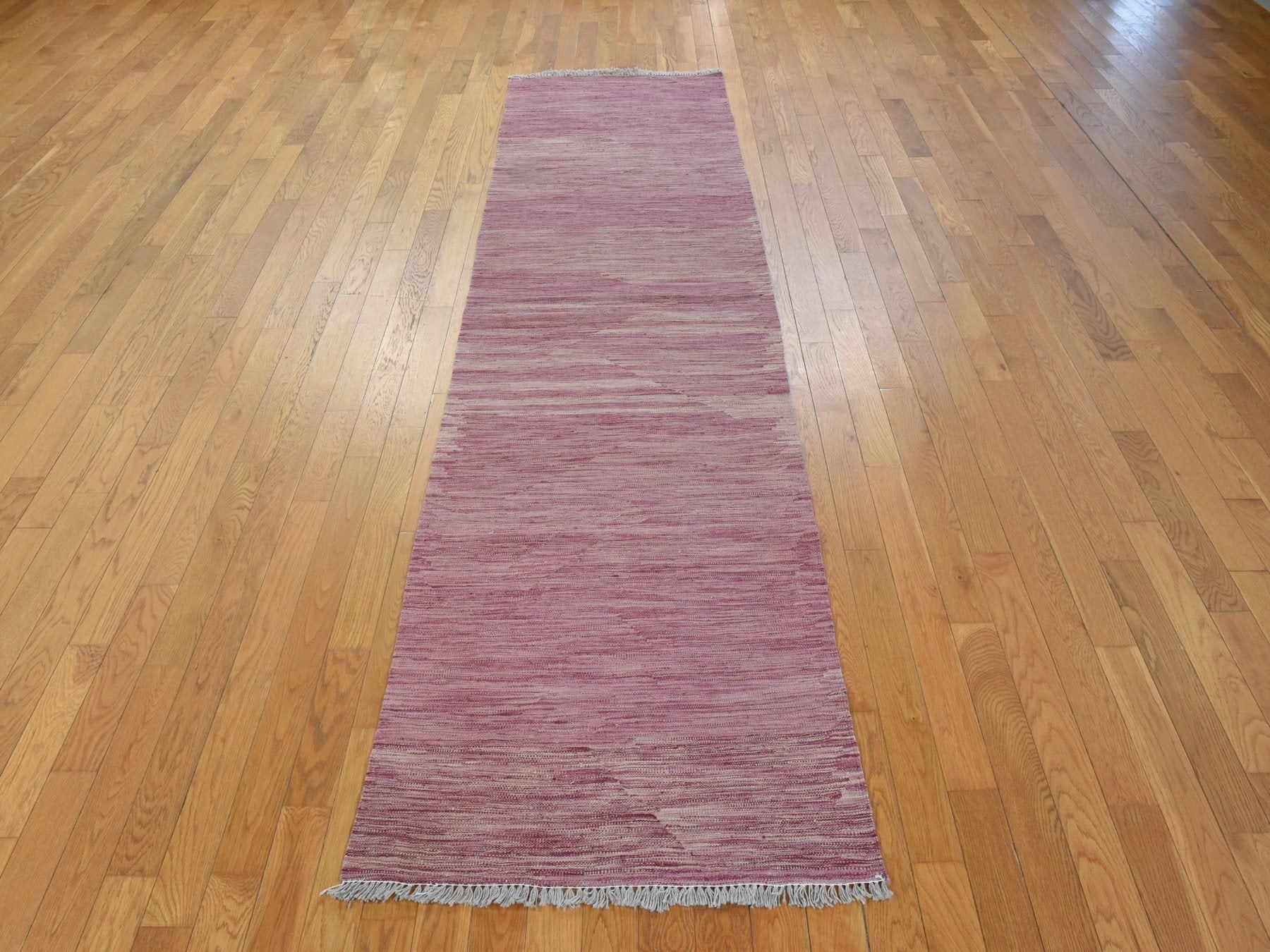 Kilim Flatweave hand-knotted wool runner in Pink, 2'8" x 10', SKU O078882 (view 2)
