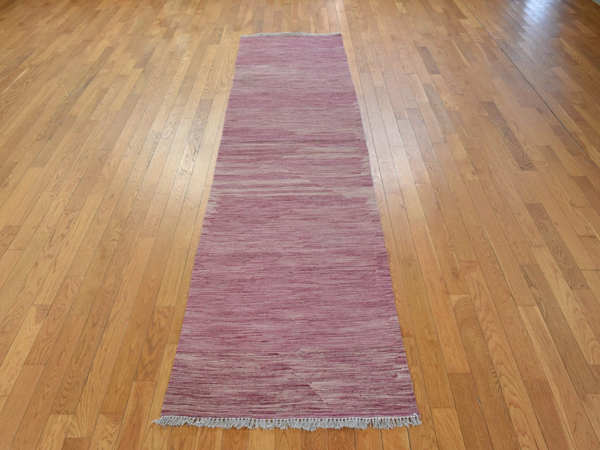 Kilim Flatweave hand-knotted wool runner in Pink, 2'8" x 10', SKU O078882 (view 2)